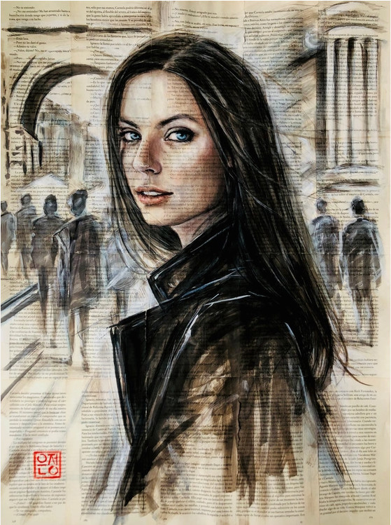 ink and watercolor on bookpages