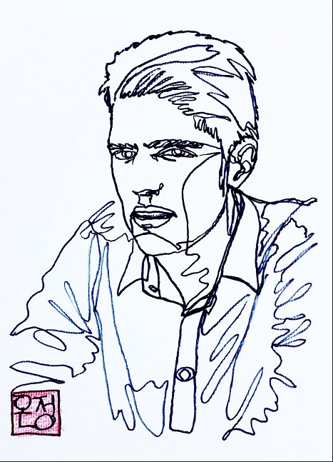 one line ink drawing on paper