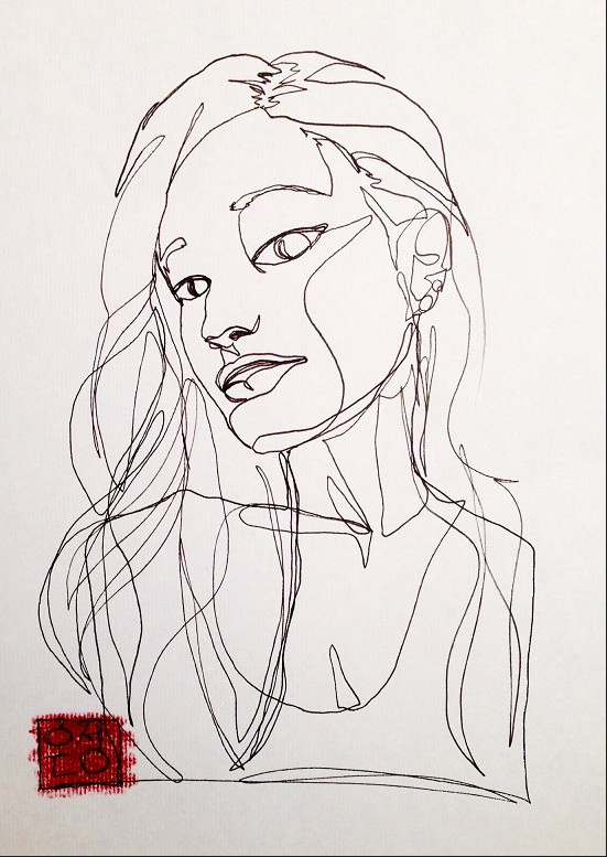 one line ink drawing on paper