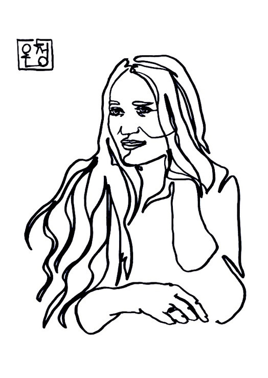 one line ink drawing on paper