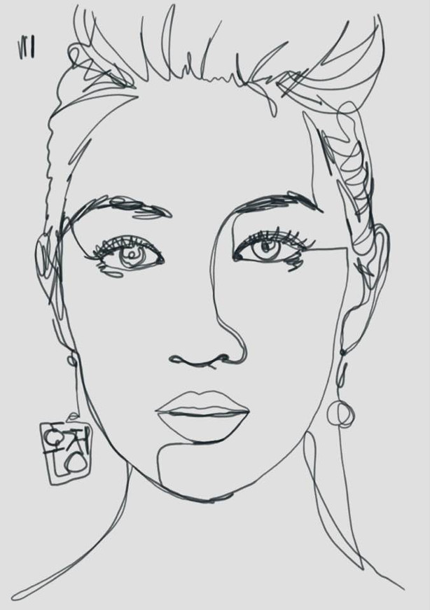 one line ink drawing on paper